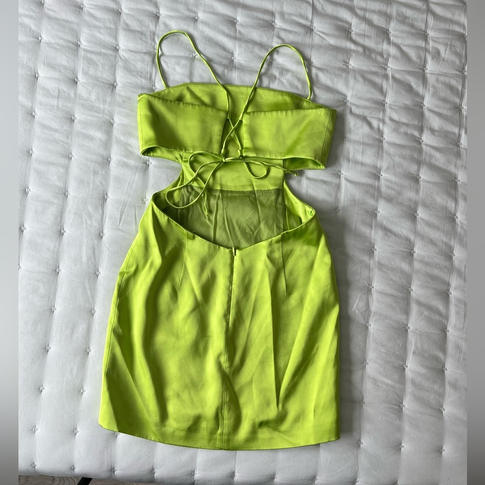 GAUGE81 Medium Green Marta Cutout Satin Mini Dress - Picture 7 of 13
